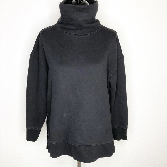 Athleta black funnel neck knit sweatshirt size Medium - Picture 1 of 16